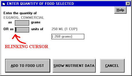 Window to Enter Quantity